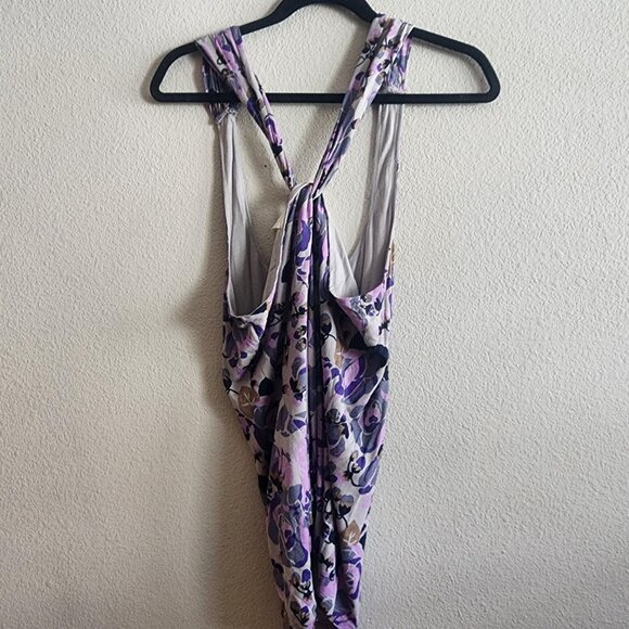 Free People Tank Top Womens Medium Purple Soft Violet Floral Racerback Boho NWT - Picture 10 of 12